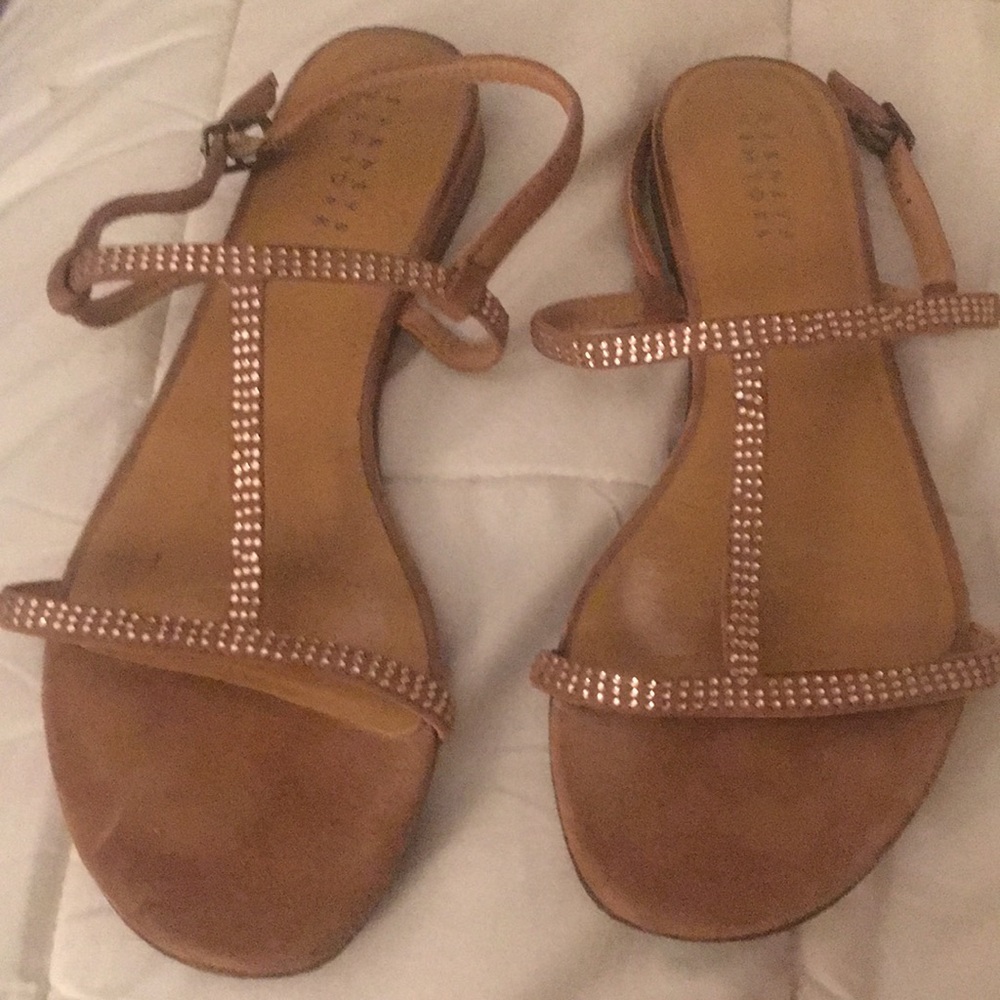 Barney’s New York Leather Sandals with crystal embellishments